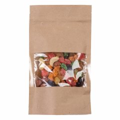 Пакет Дой-Пак бумажный 13*22,5(+3,5)см,  Крафт (бурый), с окном 7см снизу