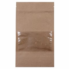 Пакет Дой-Пак бумажный 13*22,5(+3,5)см,  Крафт (бурый), с окном 7см снизу