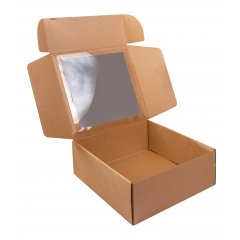 Коробка с окошком 250*250*100мм, бурый