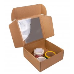 Коробка с окошком 250*250*100мм, бурый